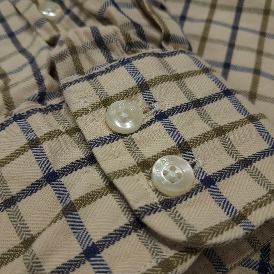 CL299 L 바버 코튼 타터솔체크 베이지 셔츠 남방 상품이미지5