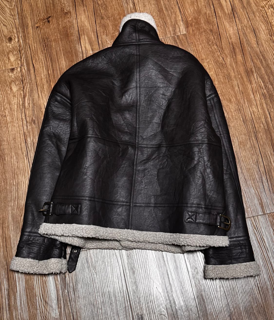 레더 브라운 무스탕 오버핏 자켓 상품이미지3