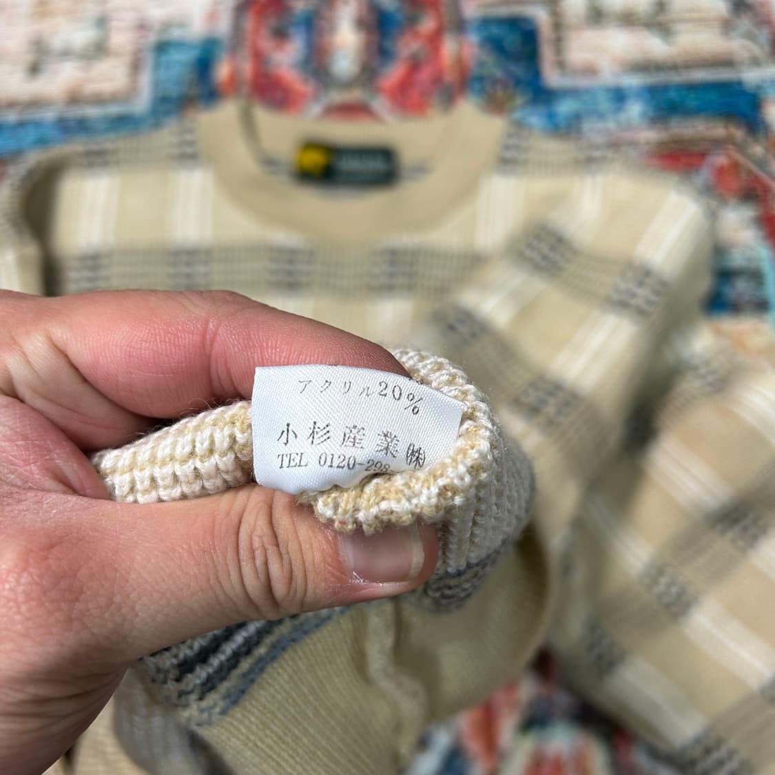 [L] 90s 골든베어 체크패턴 크루넥 니트 상품이미지6