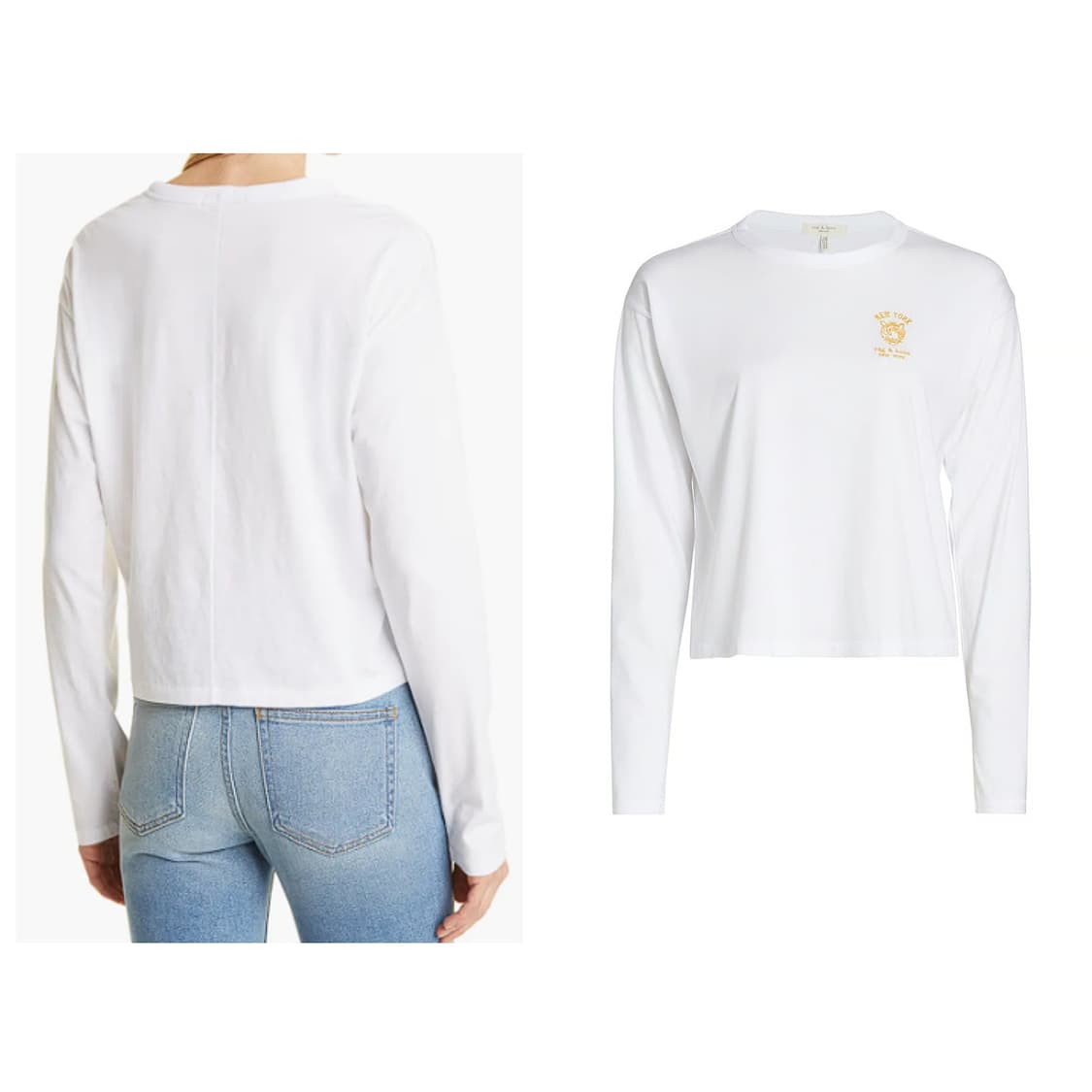 랙앤본 자수 크롭 긴팔 티셔츠 상품이미지2
