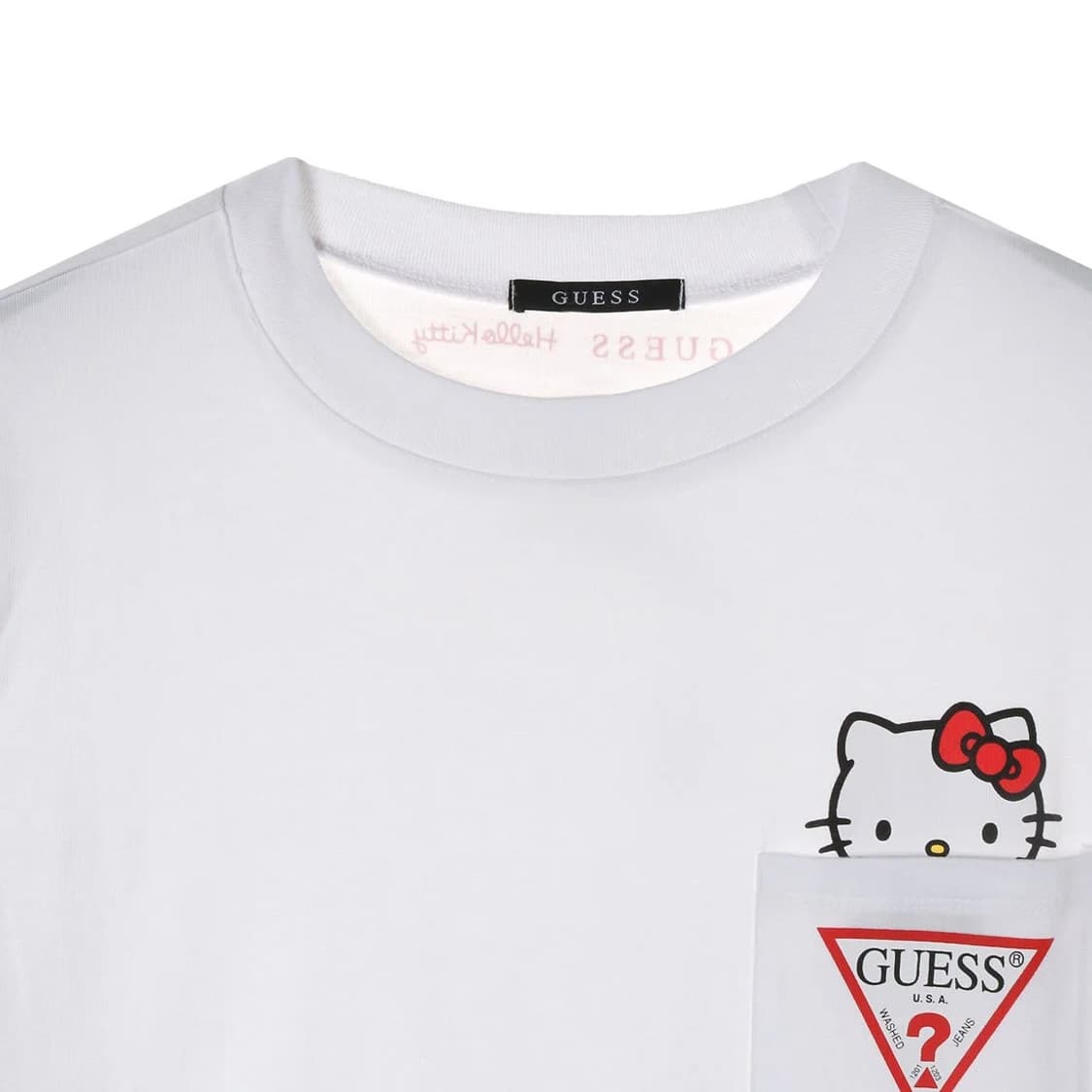 GUESS(게스)X헬로키티 콜라보 트라이앵글로고 포켓 반팔티셔츠 L 상품이미지6