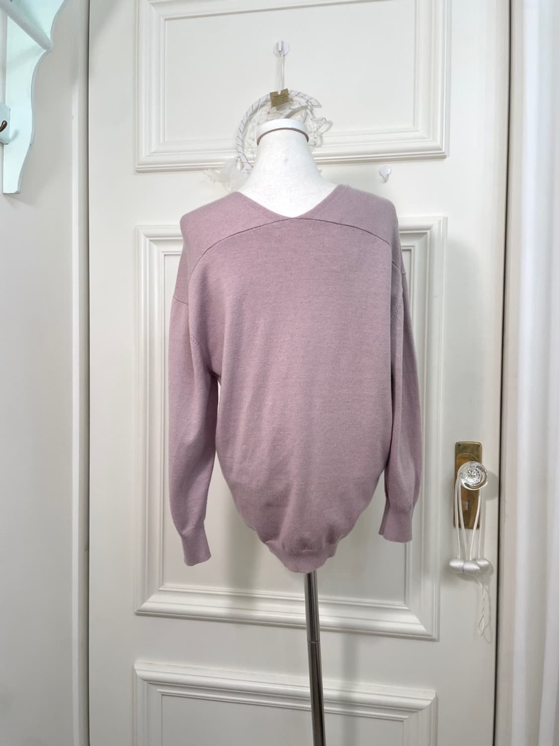 dark lavender v-neck glitter knit top 상품이미지3