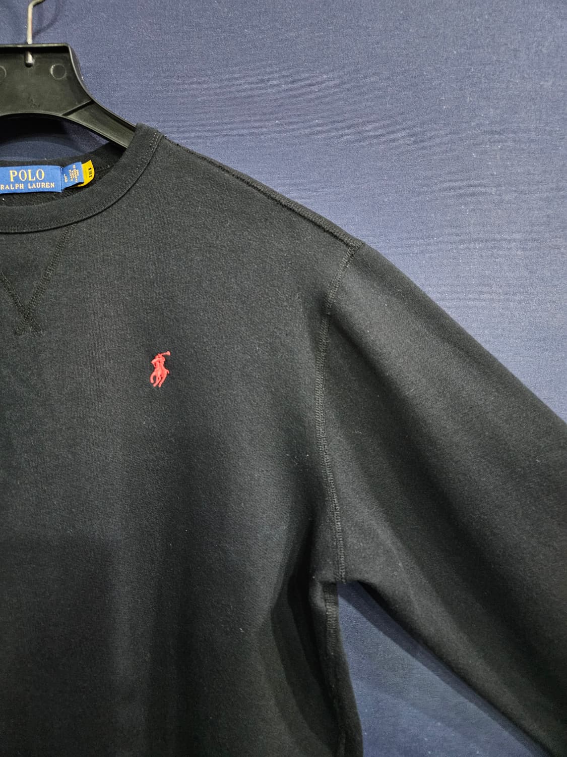 폴로 랄프로렌 블랙컬러 남성 세미오버핏 100 기모 맨투맨  상품이미지4