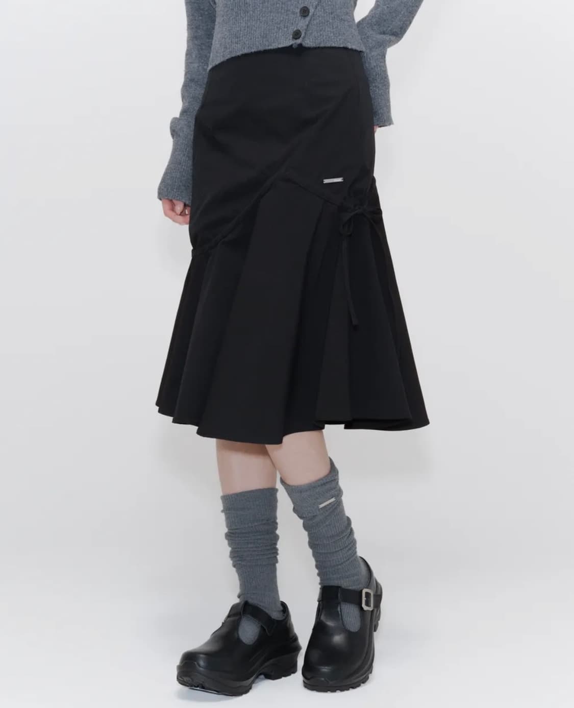 미세키서울 Shirring ruffle midi skirt BLACK 상품이미지1