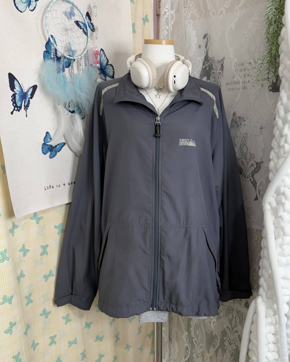 그레이 오버핏 바람막이 상품이미지3