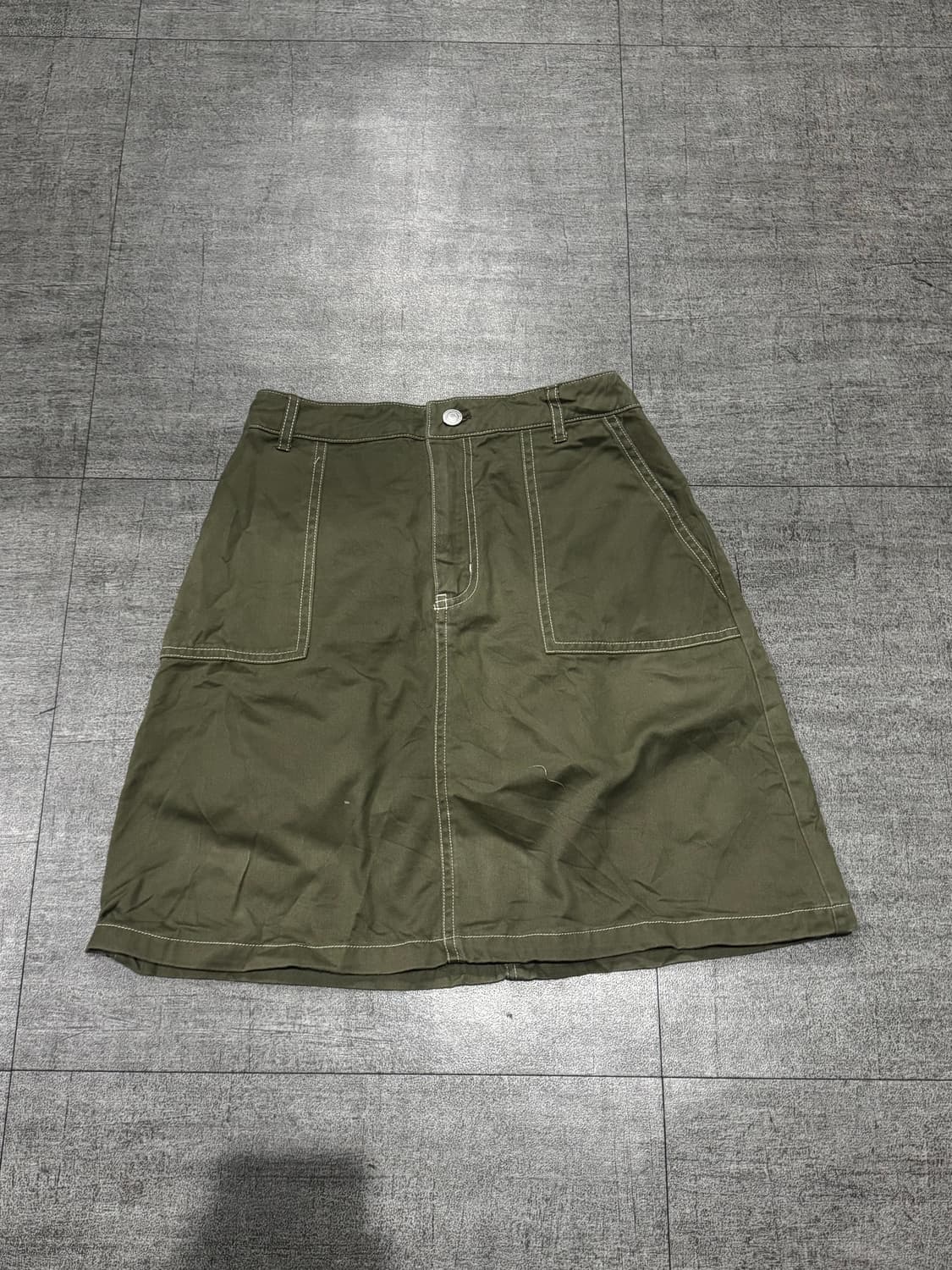 Colza 콜자 하구미모리걸 할메카지갸루 워크미니스커트 카키브라운 상품이미지1