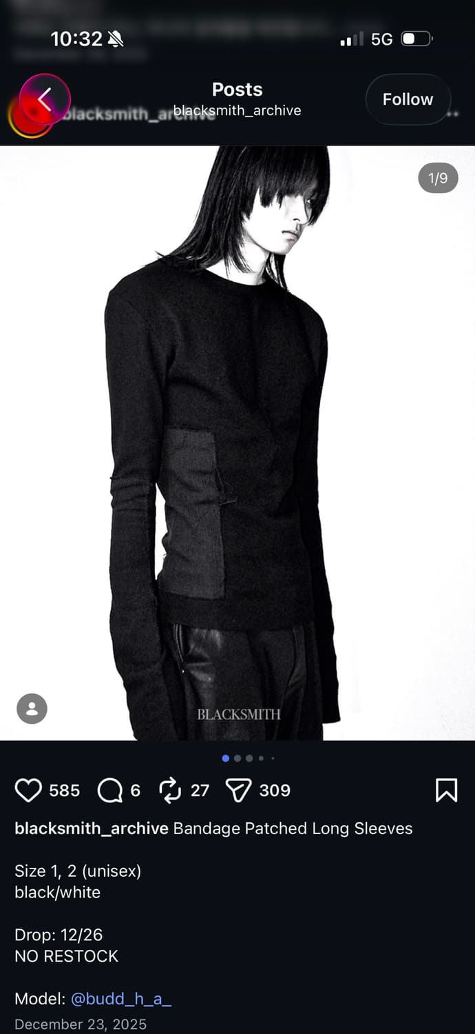 블랙스미스 밴디지 롱슬리브 상품이미지1