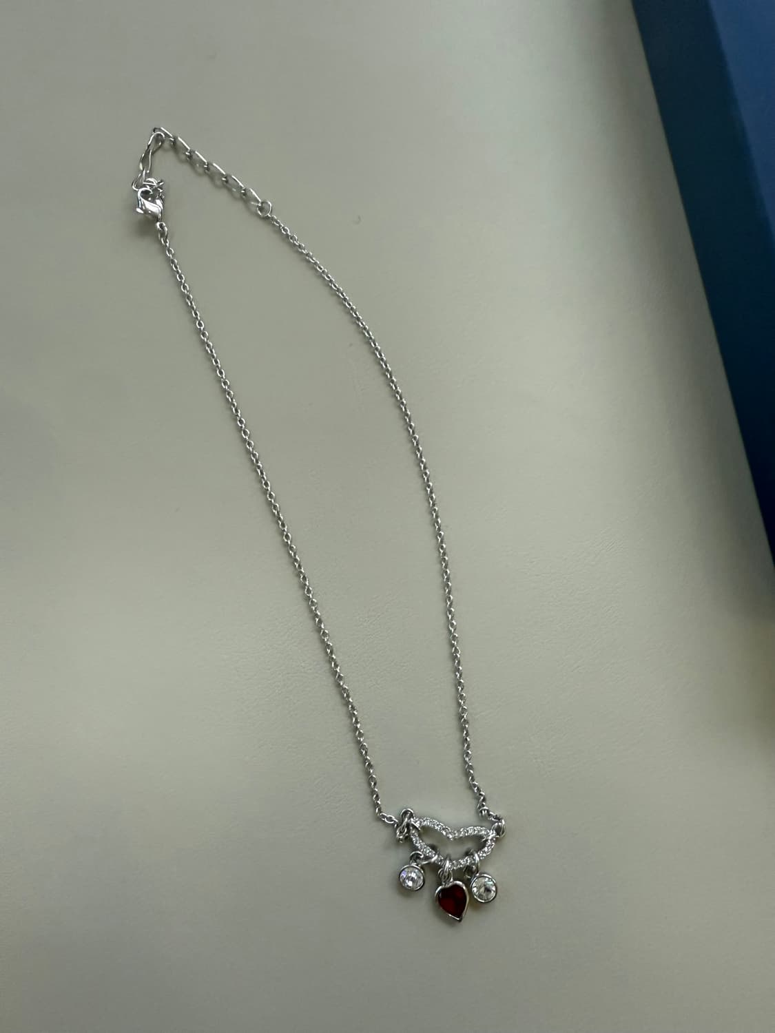 새상품) 스와로브스키 레드 하트 참 네크리스 실버 은 금 골드 다이아 티 상품이미지5