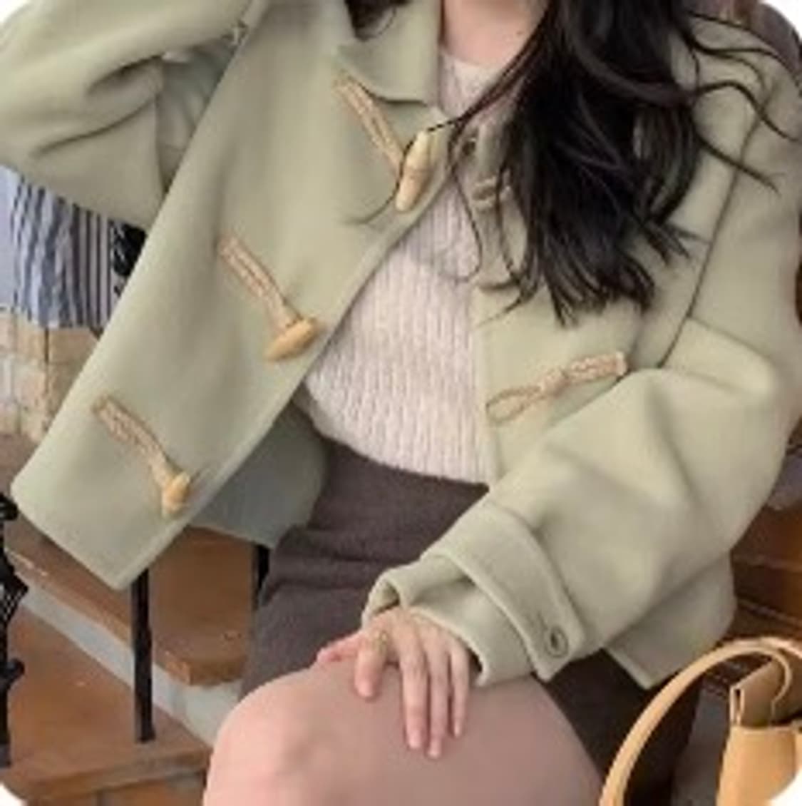 떡볶이 코트 숏 자켓 민트색 상품이미지1