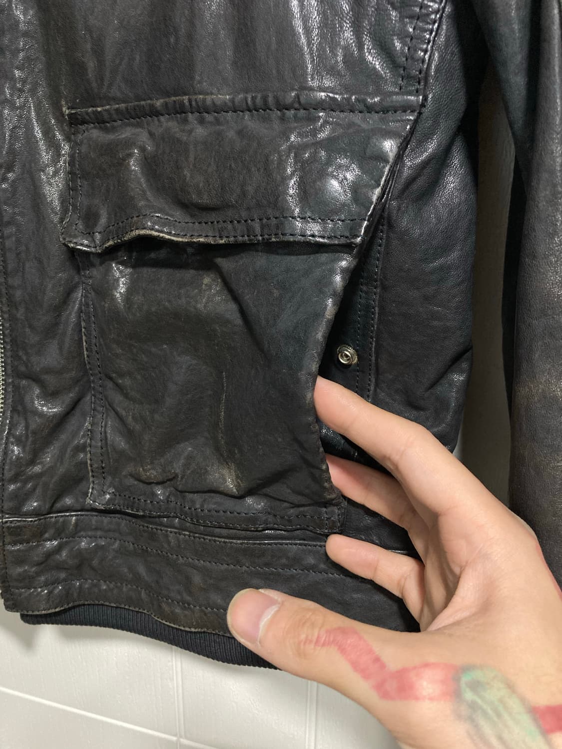 패널 레더 자켓 상품이미지5