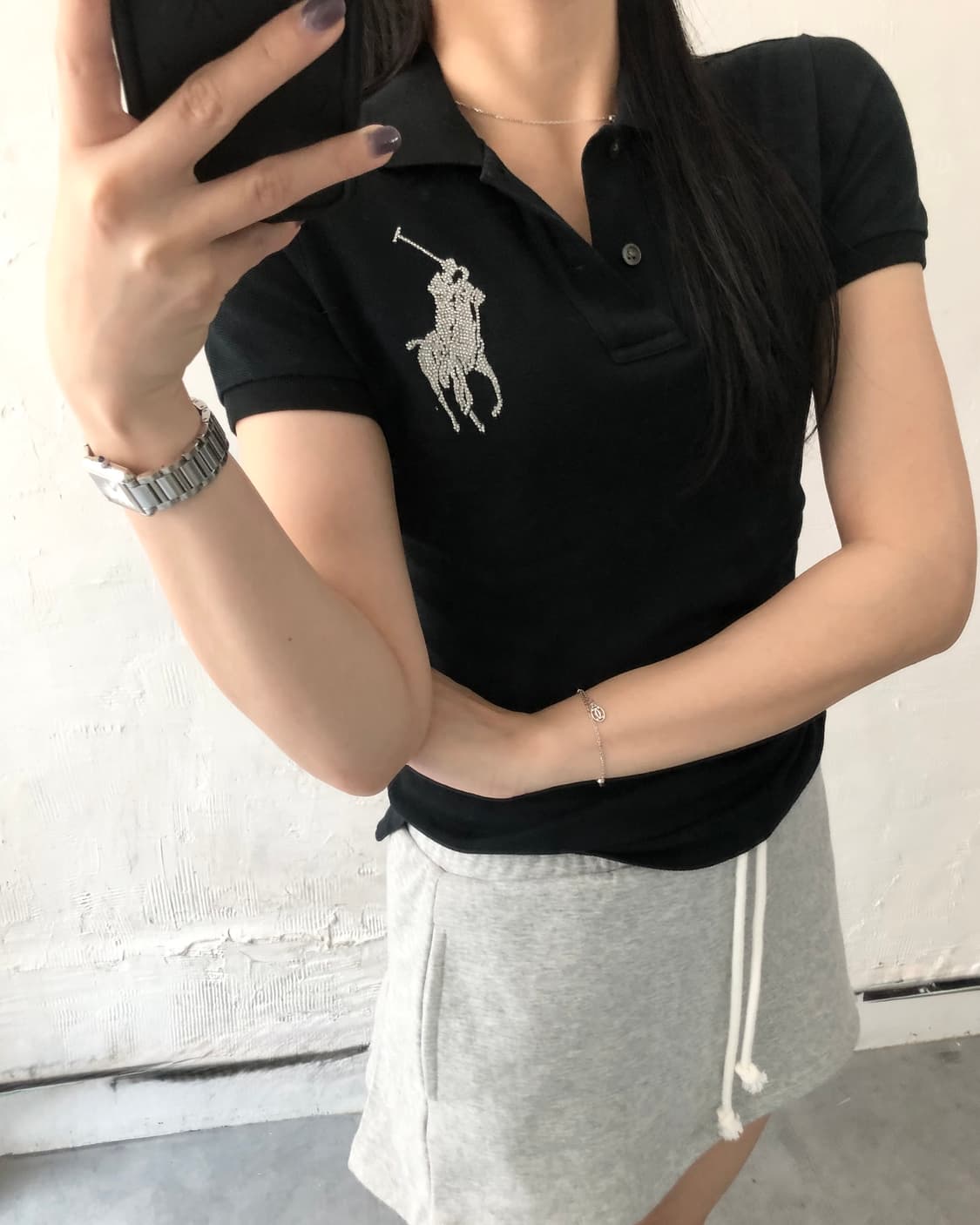 Polo 랄프로렌 우먼 글리터 빅포니 블랙컬러 PK 카라티셔츠 상품이미지2