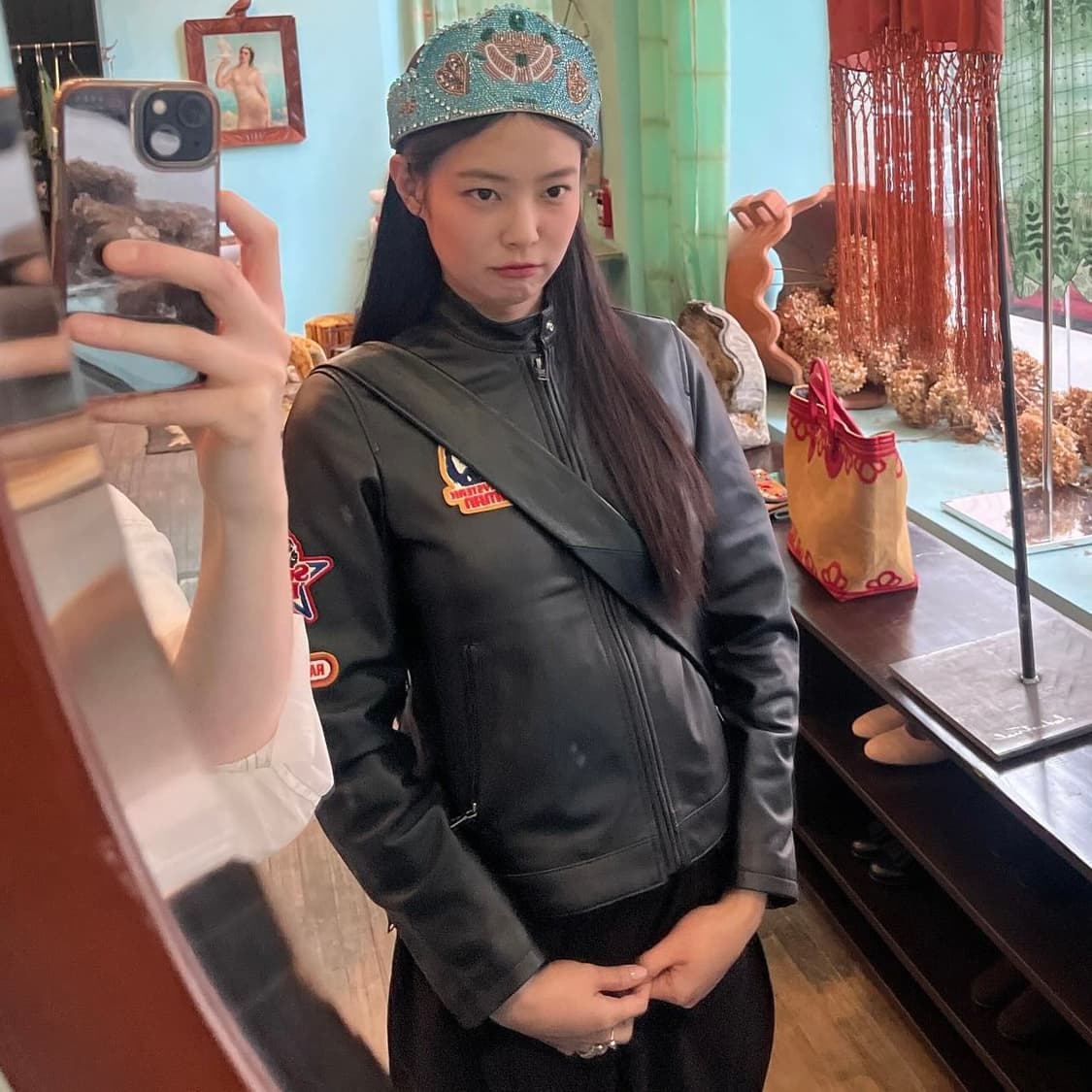 히스테릭글래머 램레더 카페레이서 싱글 라이더 자켓 핑크 상품이미지10