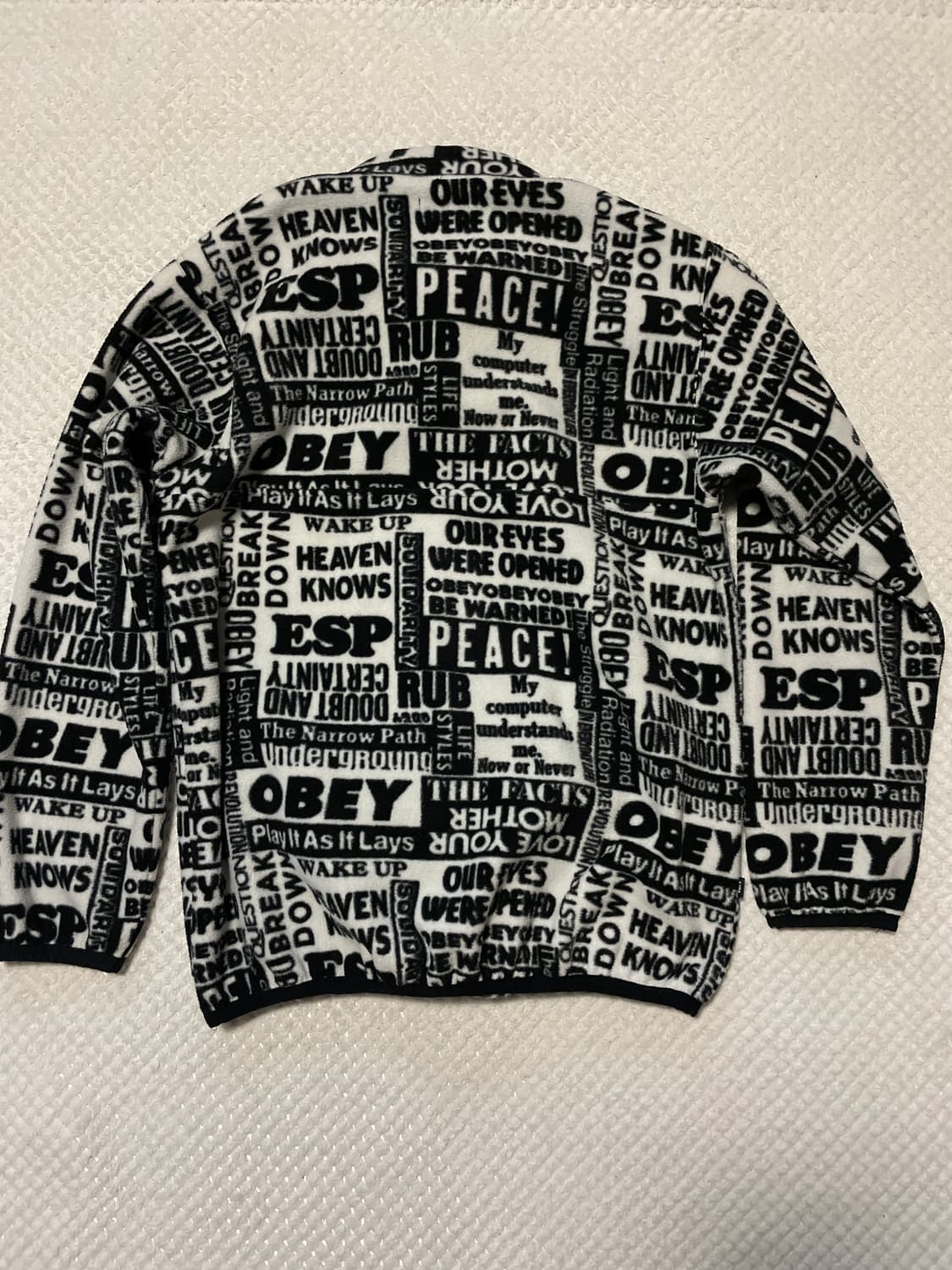 OBEY 오베이 포스트 모크넥 로고 후리스 하프 집업 풀오버(클리닝O) 상품이미지3