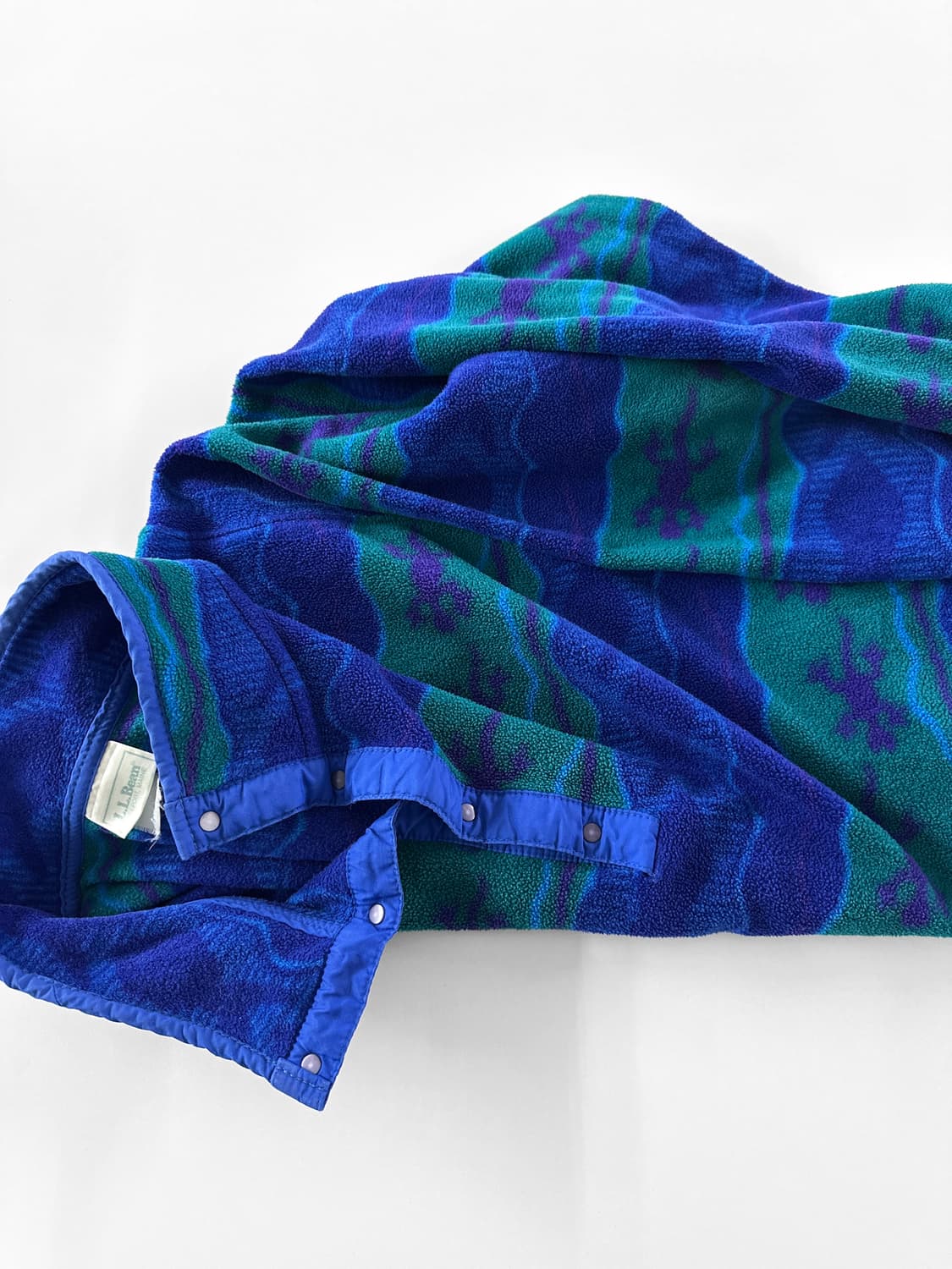 90s 빈티지 엘엘빈 애니멀 모티브 패턴 스냅 플리스 상품이미지3