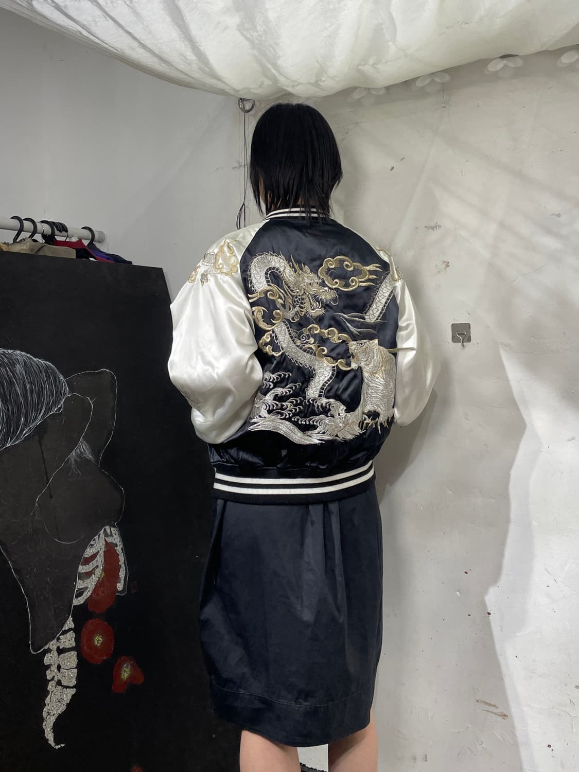 호시히메 수니베어 사틴 용 호랑이 스카잔 오리엔탈 자수 스카잔 M 상품이미지1