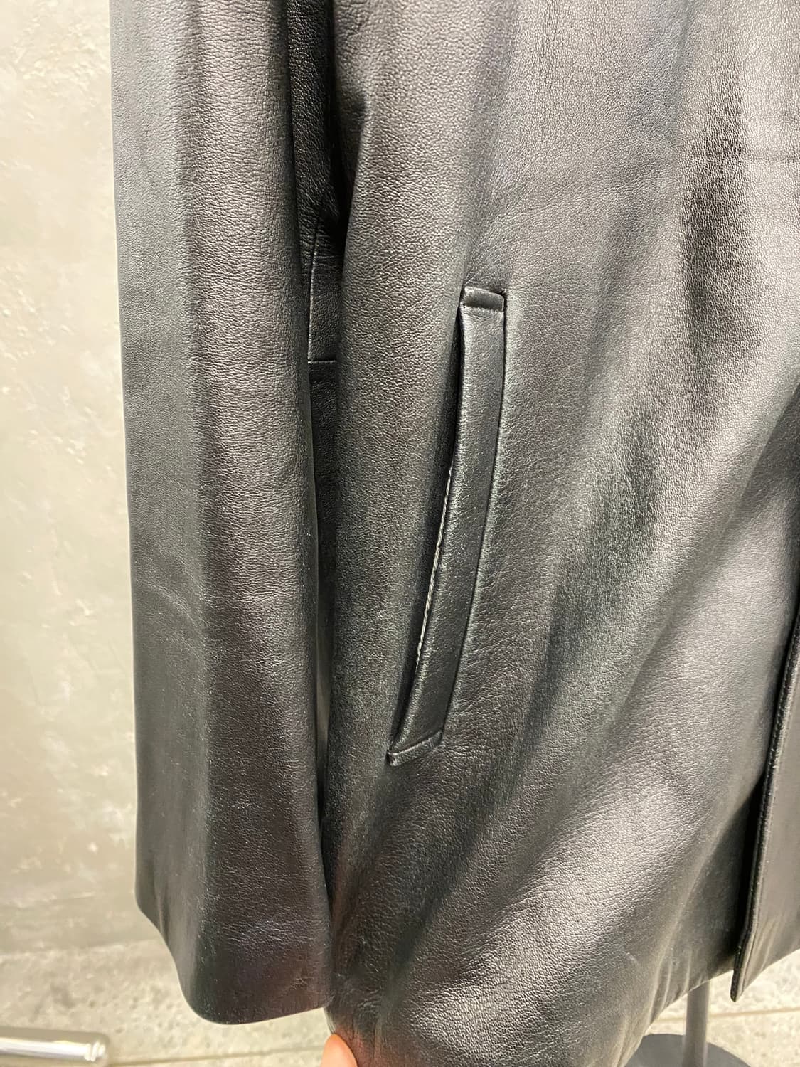 [L] Caruso 카루소 블랙 양가죽 레더 카코트 상품이미지4