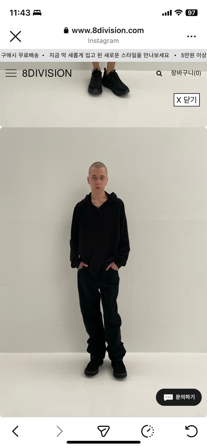 INNIR 252 Lightweight Zip Hoodie (Black) 상품이미지4