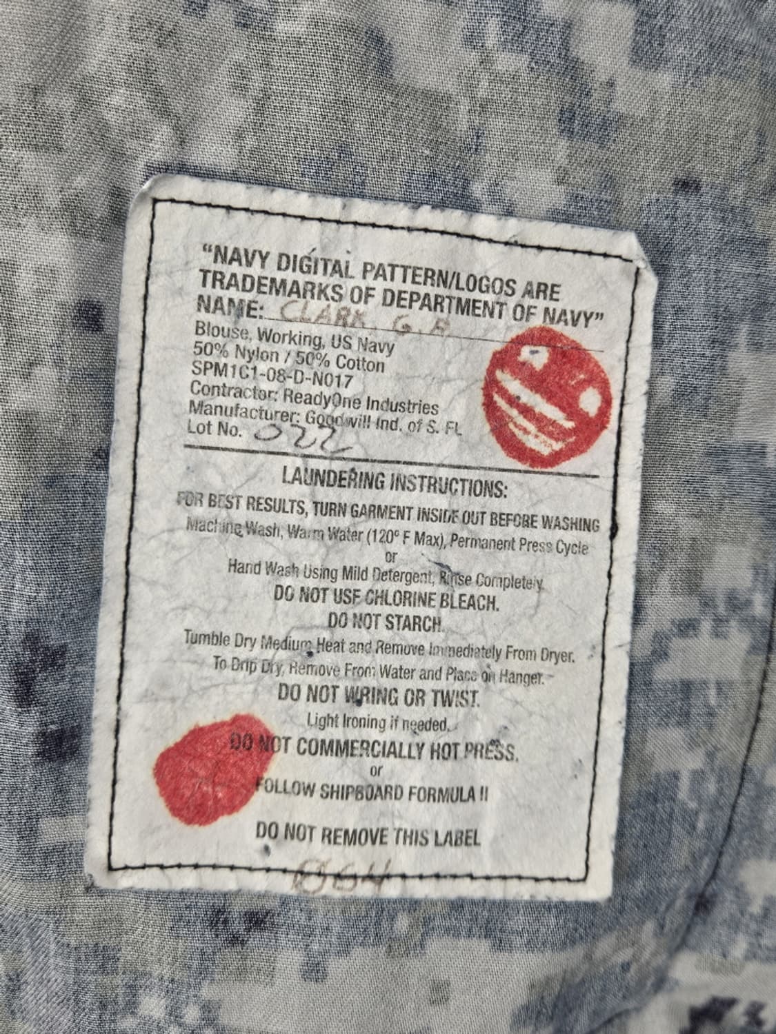 US NAVY NWU 미 해군 작업 전투복 ( S ) / 10528 상품이미지9