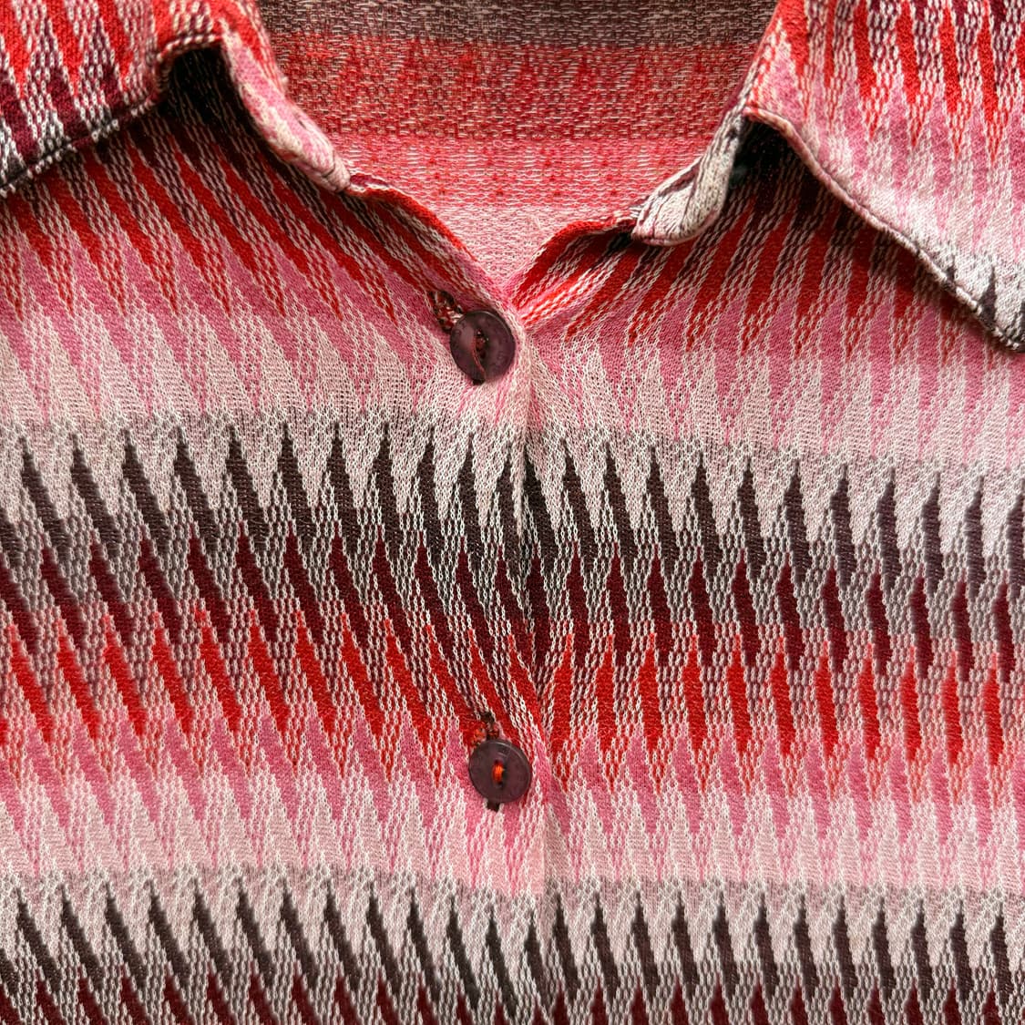 미쏘니 스포츠 지그재그 패턴 반팔 셔츠 코튼 비스코스 핑크 상품이미지6