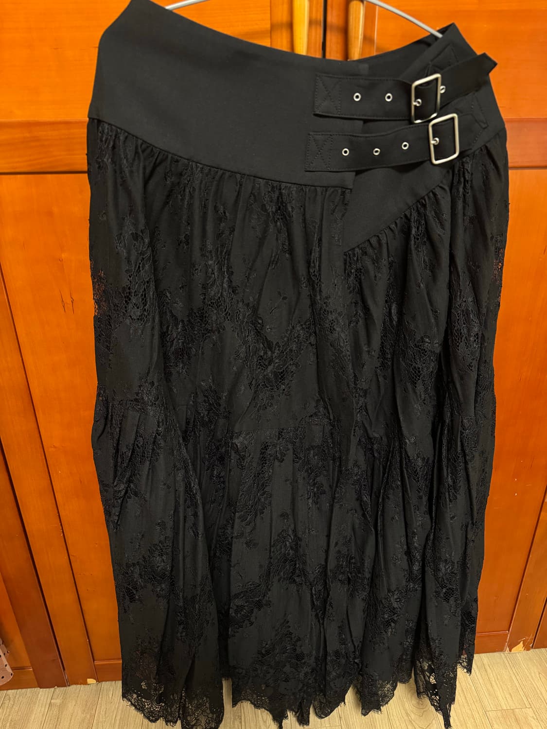 Aimons 레이스 롱 스커트 블랙 상품이미지1