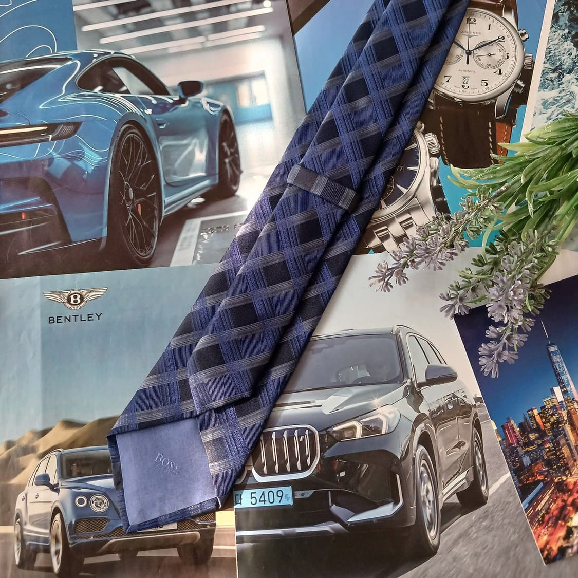 휴고보스 실크 네이비 체크 슬림 넥타이 7.6cm A+등급 A18884
 상품이미지4