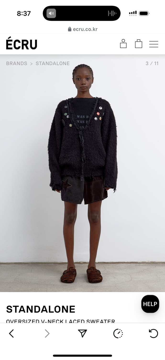 Standalone 스탠드얼론 레이스 브이넥 니트 스웨터 상품이미지4