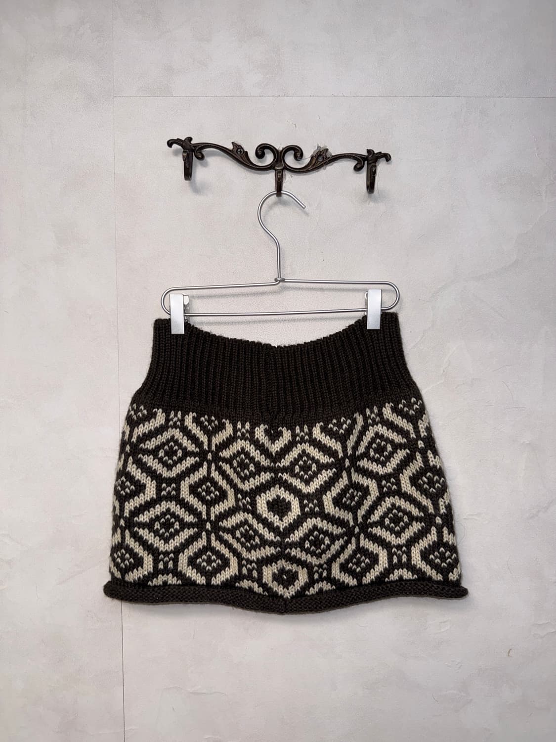 Brown geometric wool warmer/skirt 상품이미지3