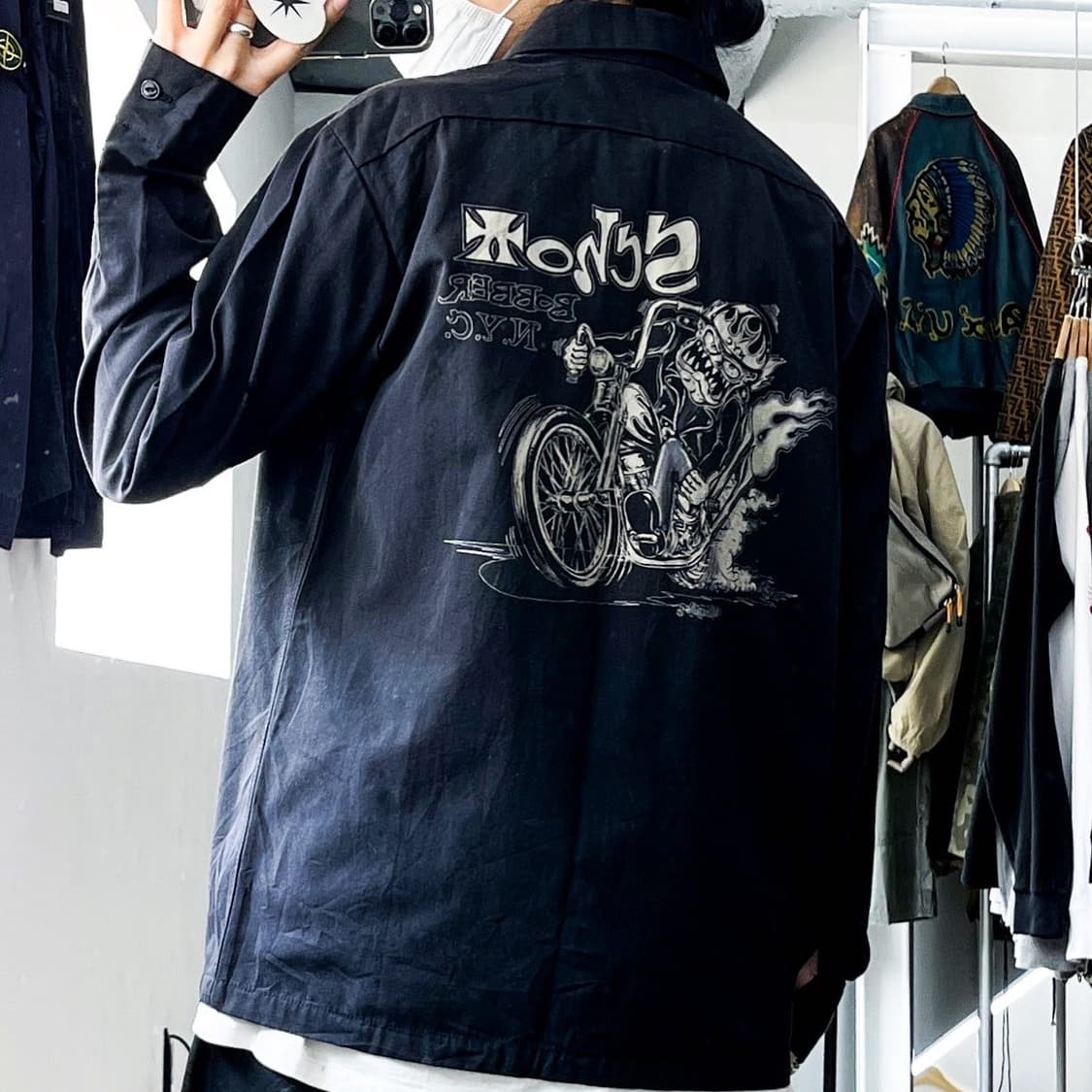 쇼트 x 본 프랑코 아트 워크 블랙 워크 셔츠 상품이미지1