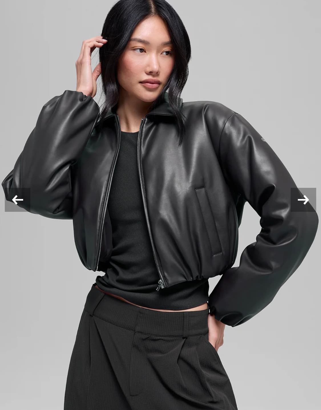 Alo 알로요가 크롭 레더 패딩 자켓 xxs 상품이미지2