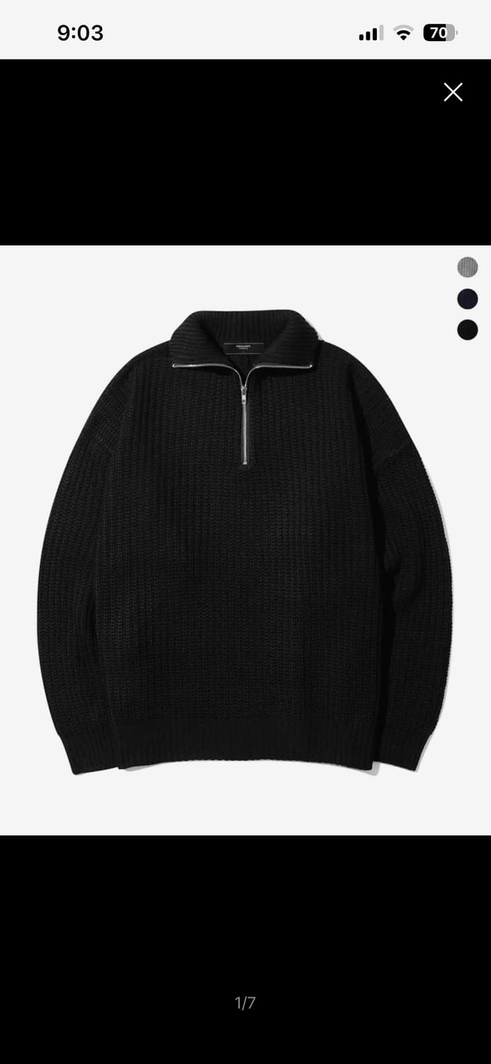 워셔블 하프 집업 카라넥 하찌 니트 상품이미지1