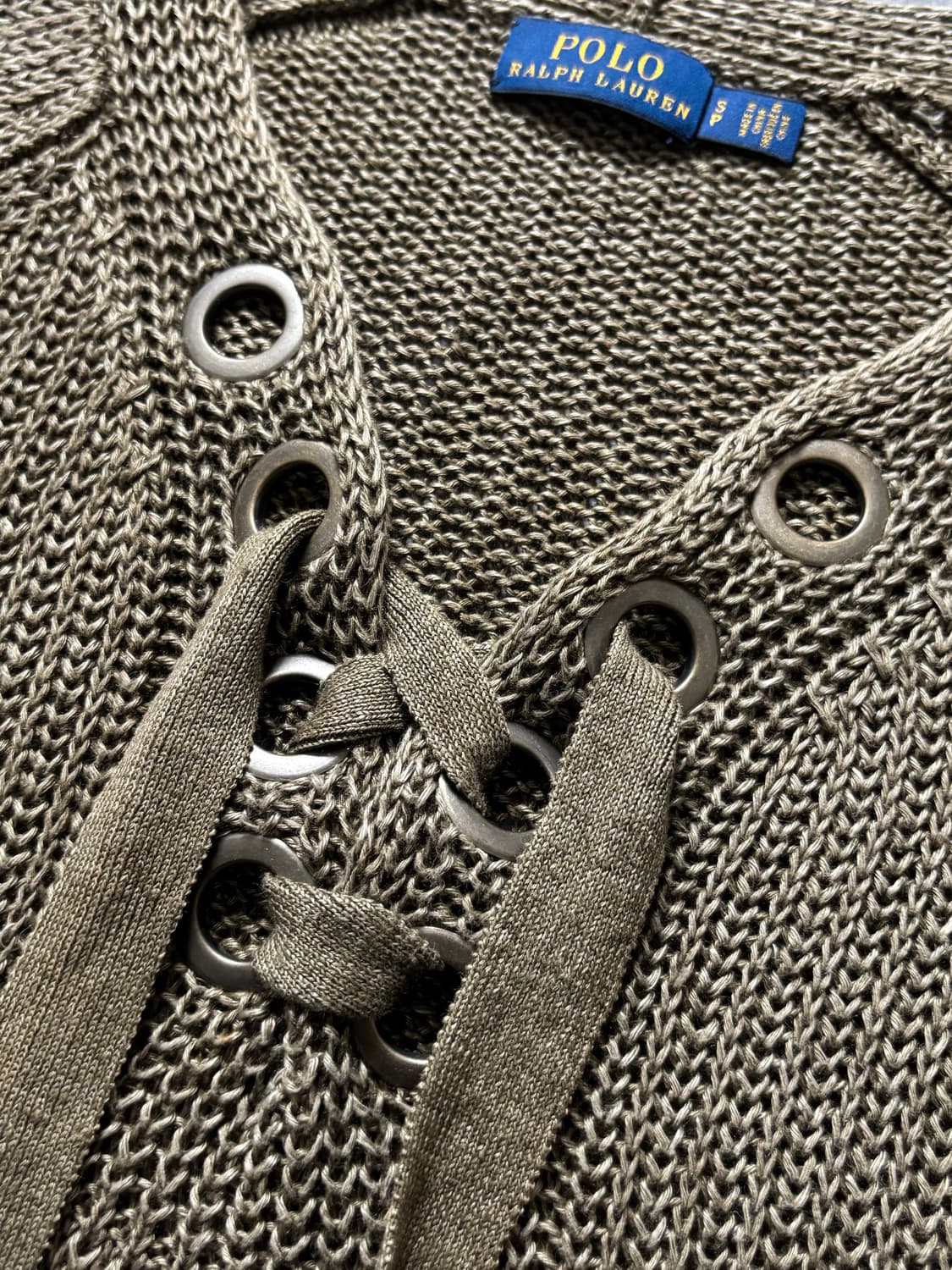 Polo 폴로 랄프로렌 카키 컬러 아일렛 린넨 니트 상품이미지9