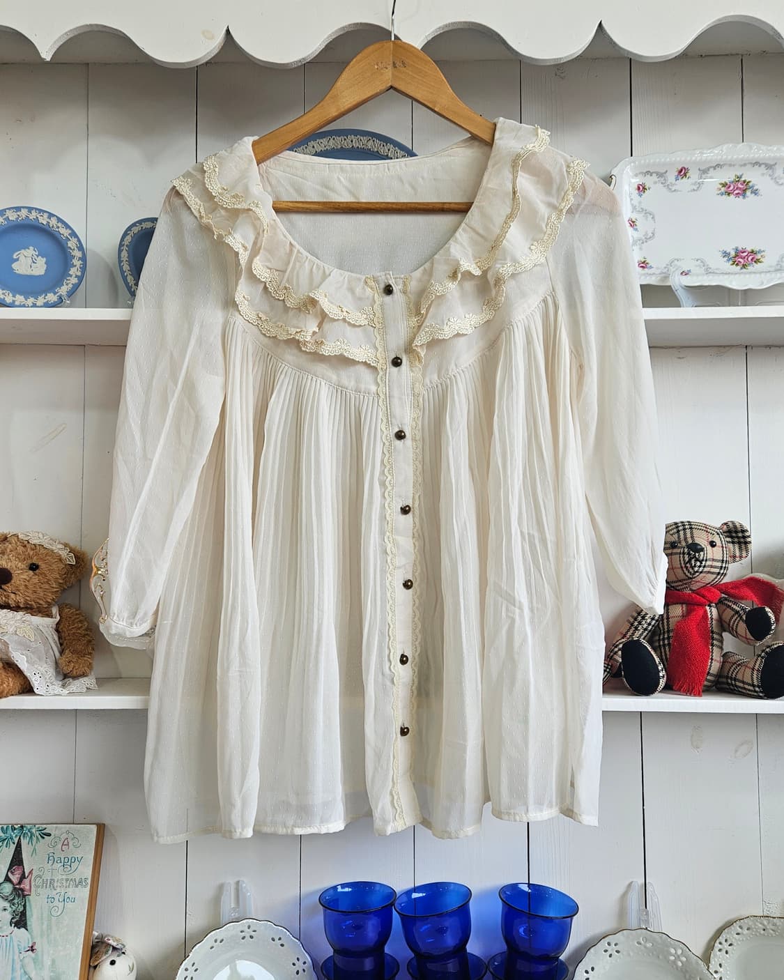 엑시즈팜(Axes Femme) 프릴 플리츠 쉬폰 블라우스 상품이미지5