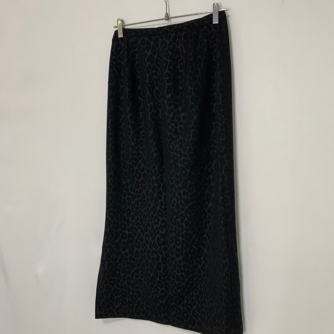 jpn G.K 일본 빈티지 트임 H라인 호피 레오파드 롱스커트 블랙 상품이미지6