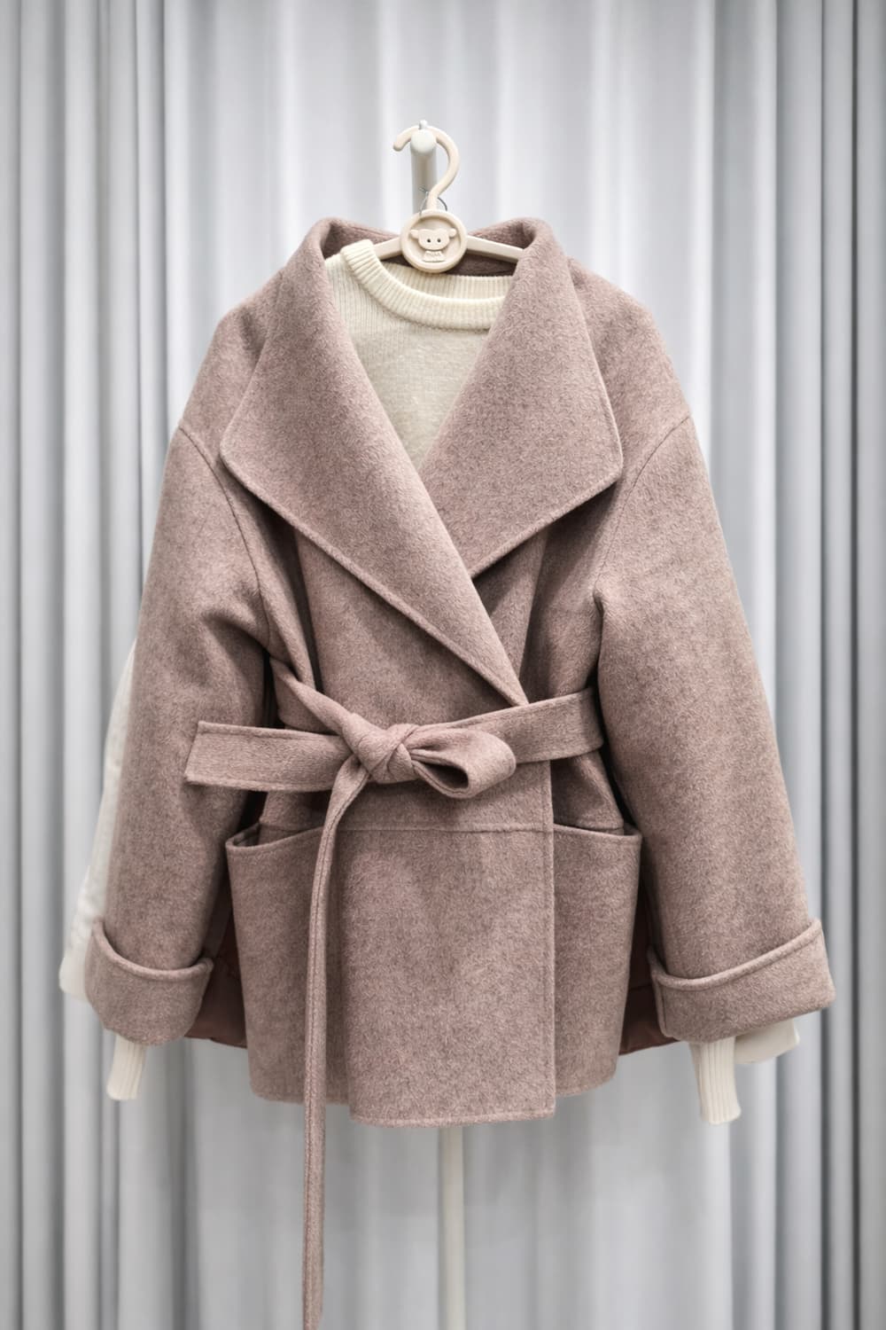 벨트 울 코트 토프 베이지 free 상품이미지1