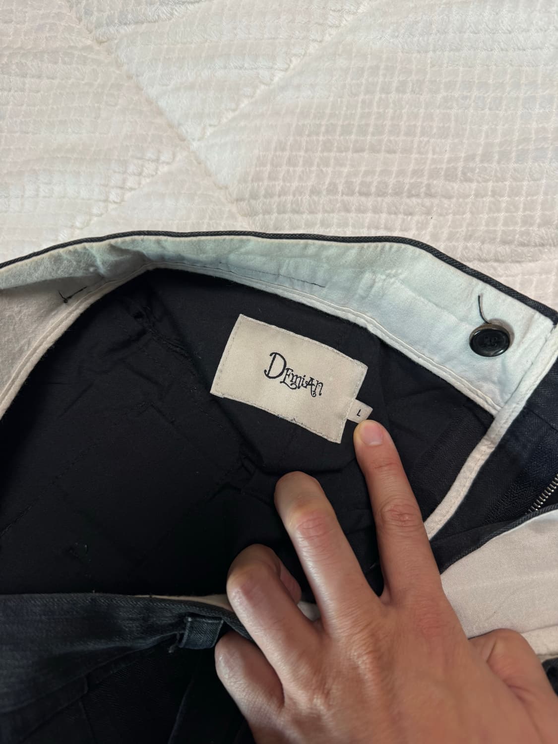 [Demian] 데미안 헤링본 크롭 팬츠_블랙 (L) 상품이미지3