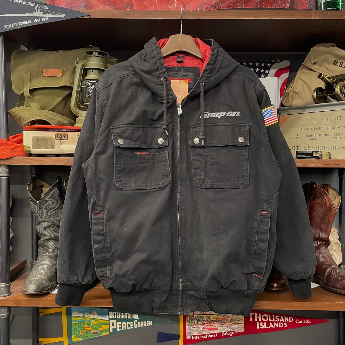 10s 스냅온 Snap-on 워시드 성조기 패치 액티브 레이싱 워크 자켓 상품이미지1