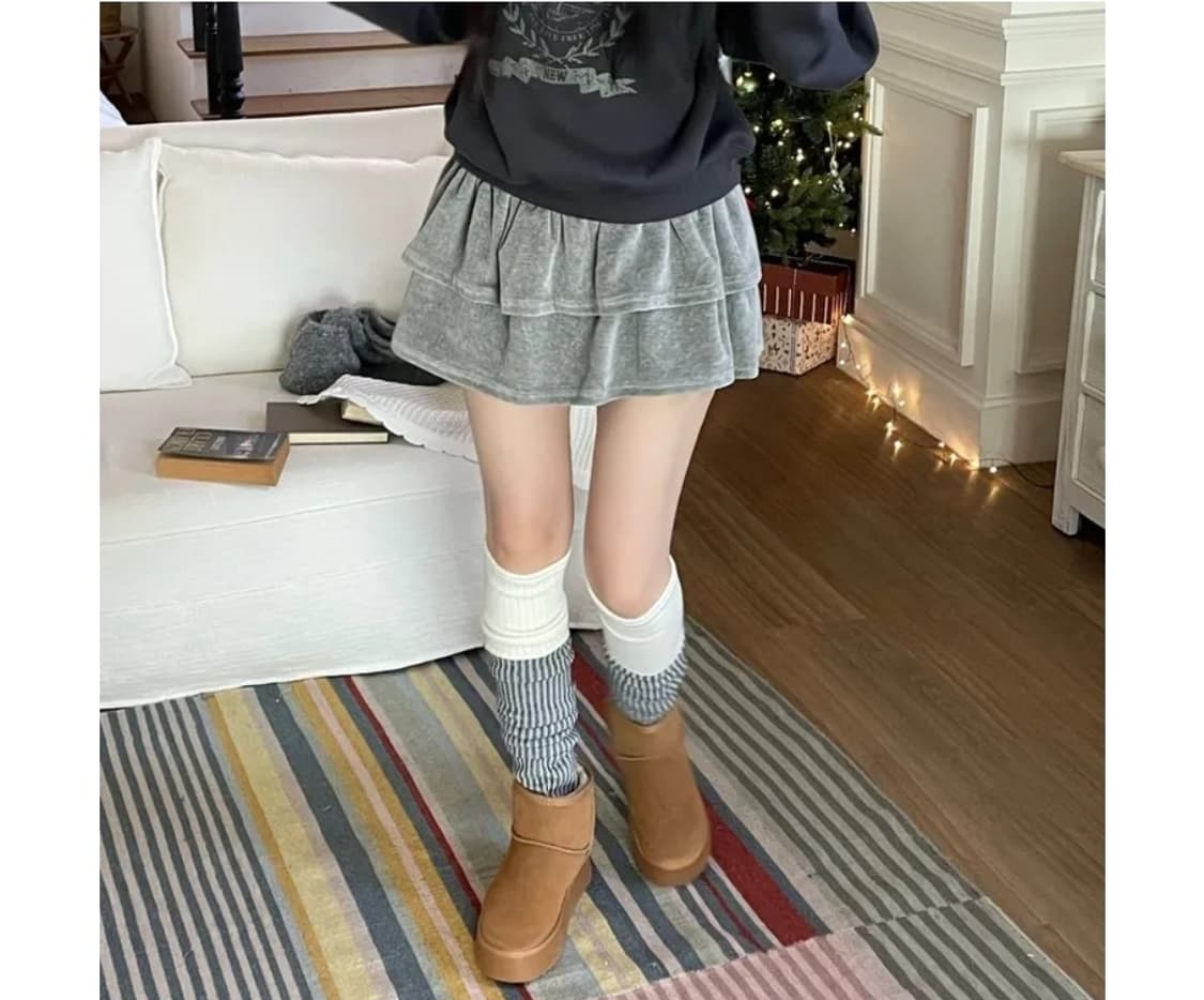 보통의날 얼그레이 배색 니트 레그워머 보카 그레이 새상품 상품이미지2