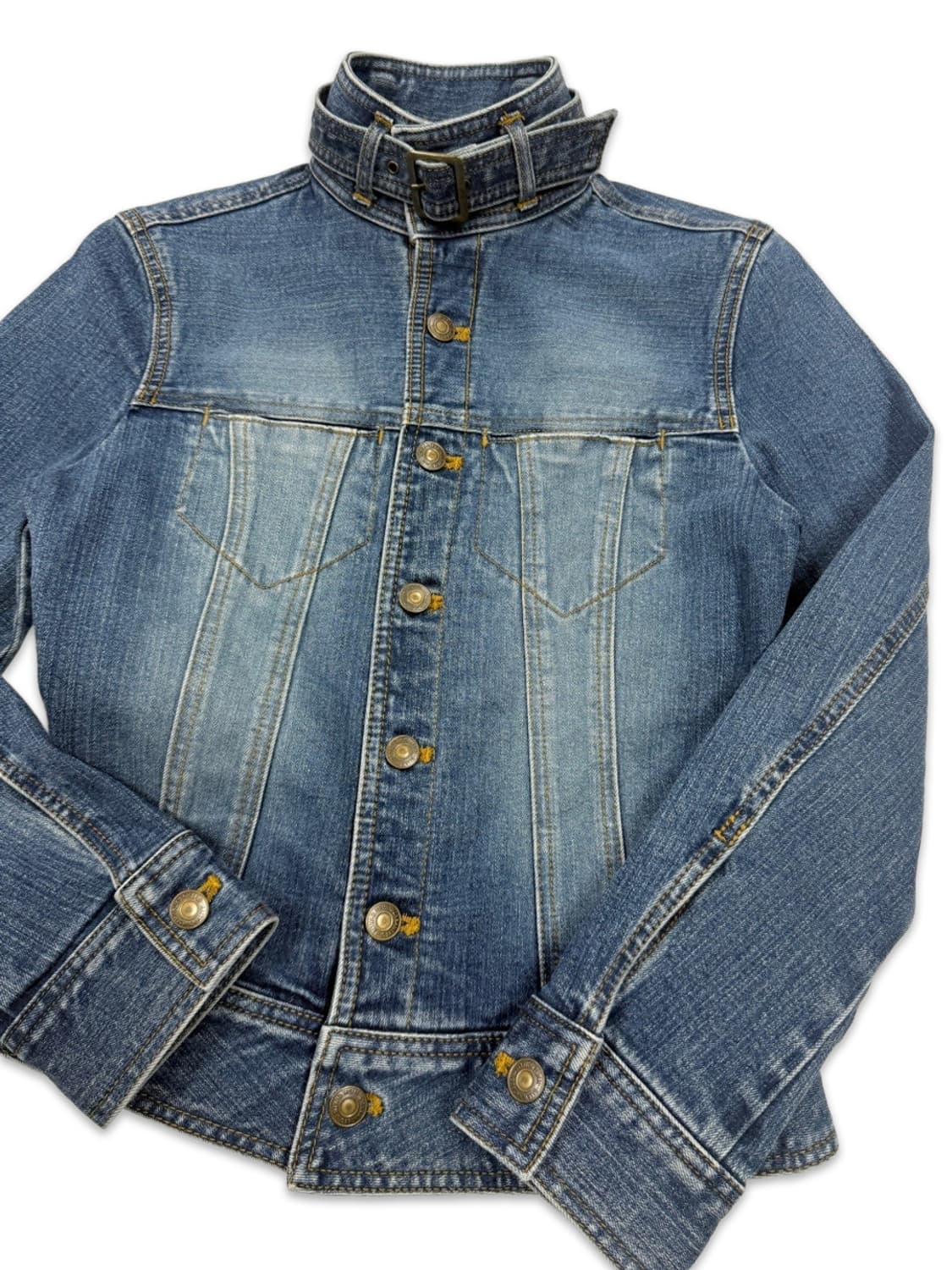 빈티지 버클 벨트 라인 데님 자켓 상품이미지4