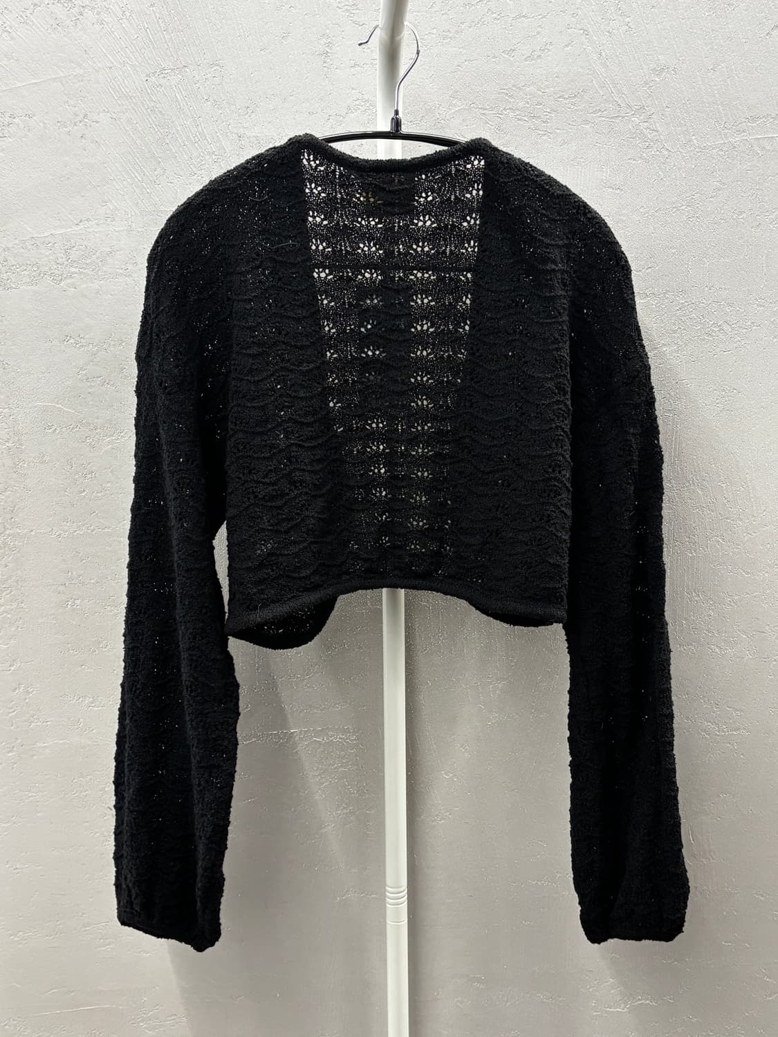 스탠다드 블랙 크로셰 크롭 가디건 F 상품이미지7