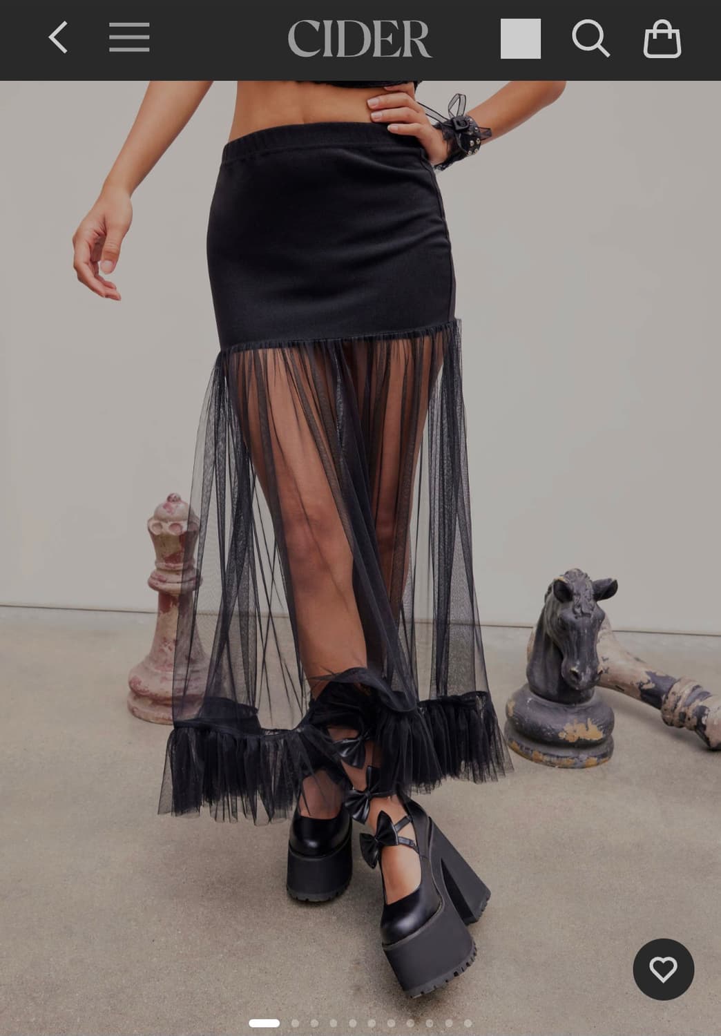 사이다 망사블랙 캉캉 롱 스커트 상품이미지1