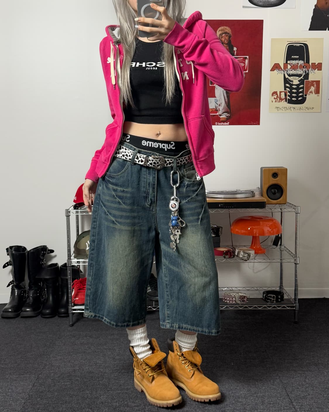 아베크롬비 Y2K 아플리케 여성 후드집업 핑크 상품이미지4