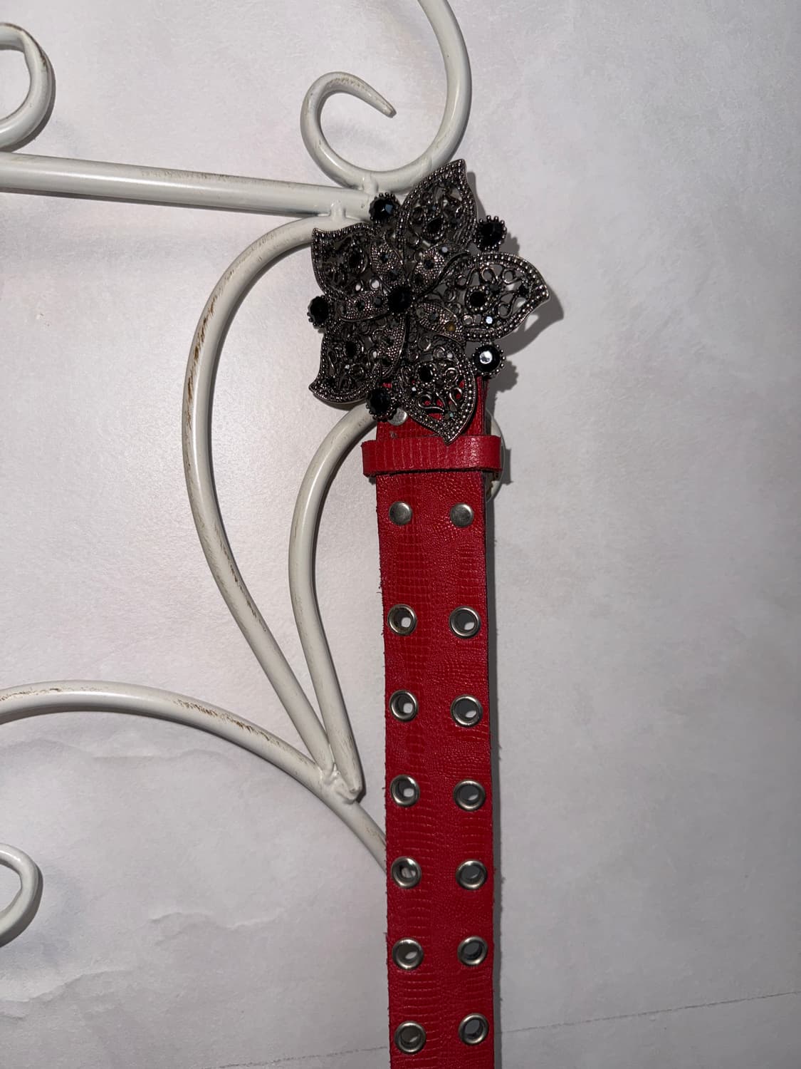 Red oriental flower cubic buckle belt 상품이미지4