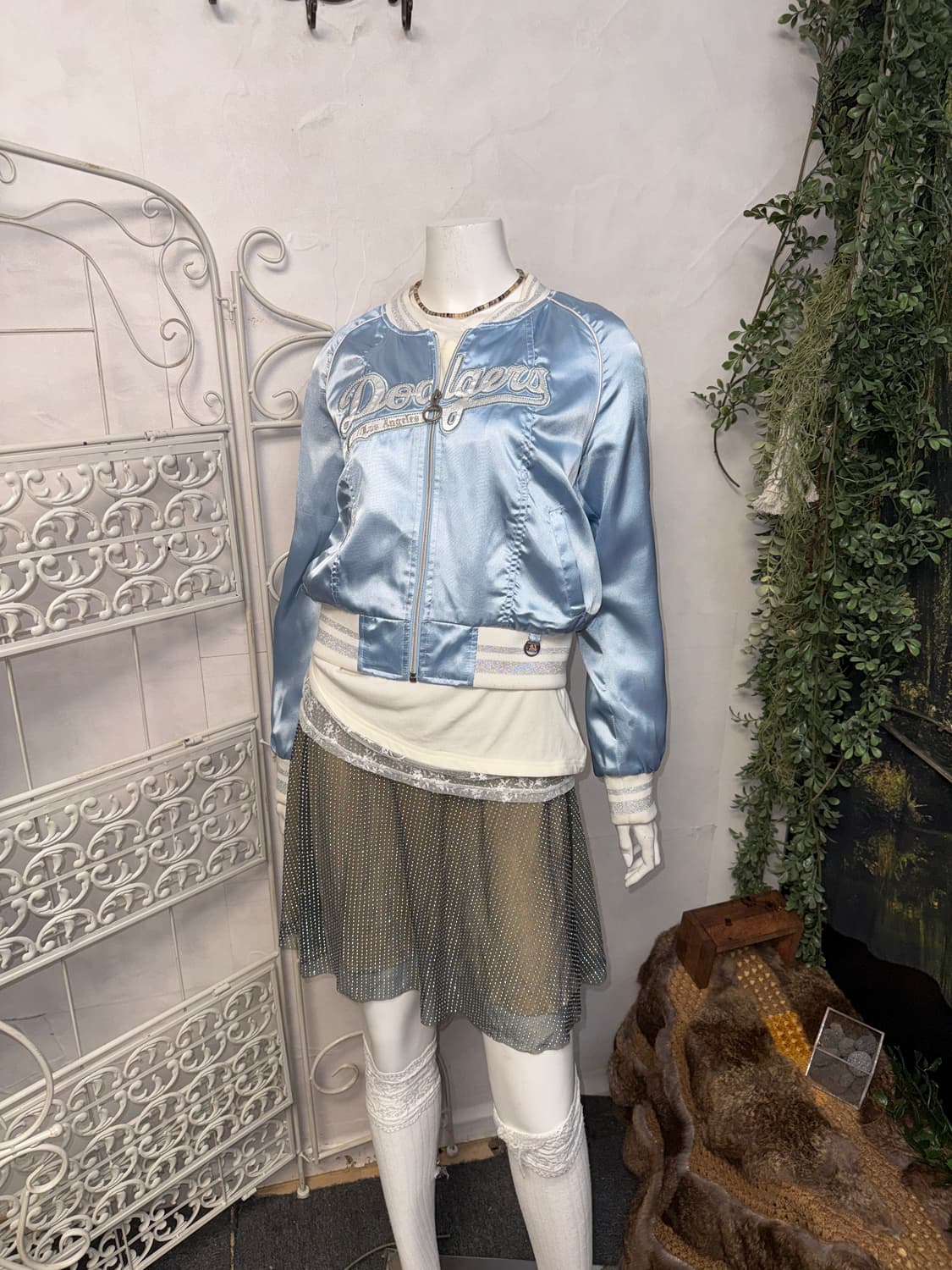 MLB glossy cotton candy sky blue blouson 상품이미지6