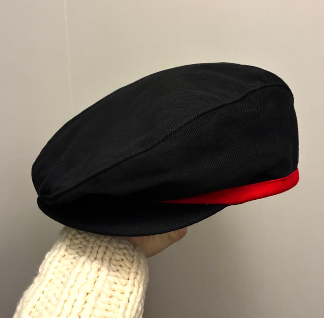 (M)90s 나이키 스포츠 코튼 빈티지 베레모 캡 모자 블랙레드 상품이미지2