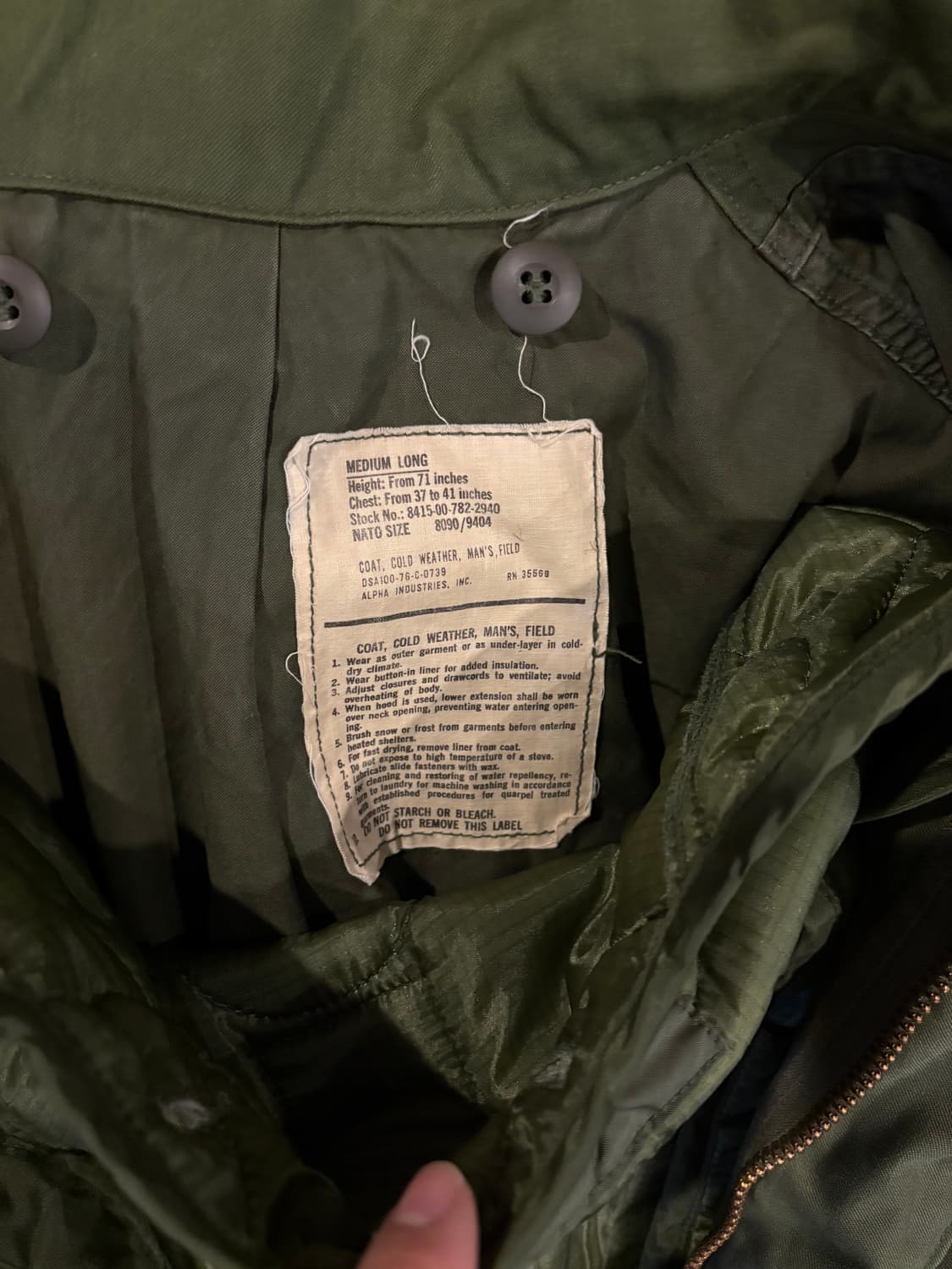 알파 인더스트리 70s 3세대  m65 필드자켓 미디움 롱 상품이미지4