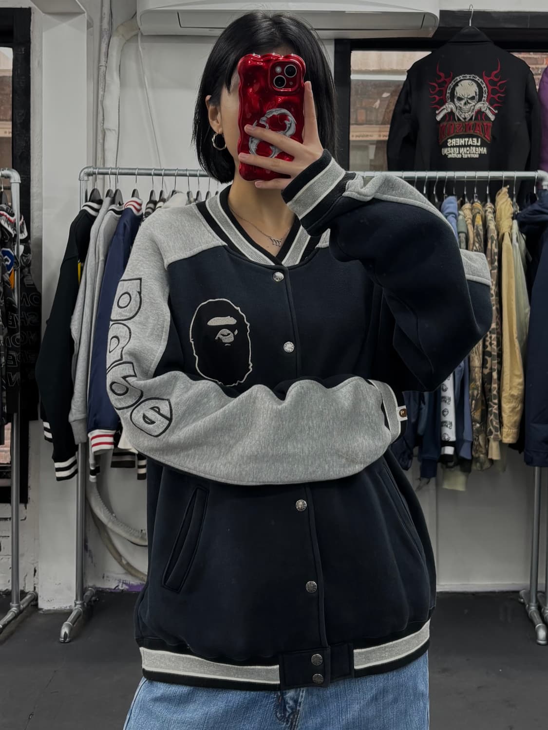 베이프 빅사루 투톤 바시티 자켓 상품이미지3