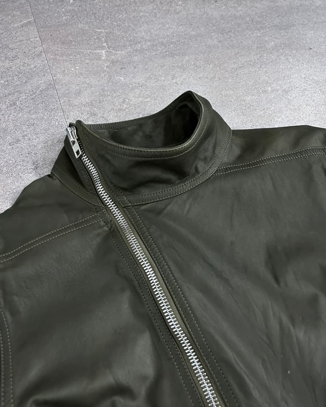 [52] 릭오웬스 몰리노 사선 레더 자켓 상품이미지4