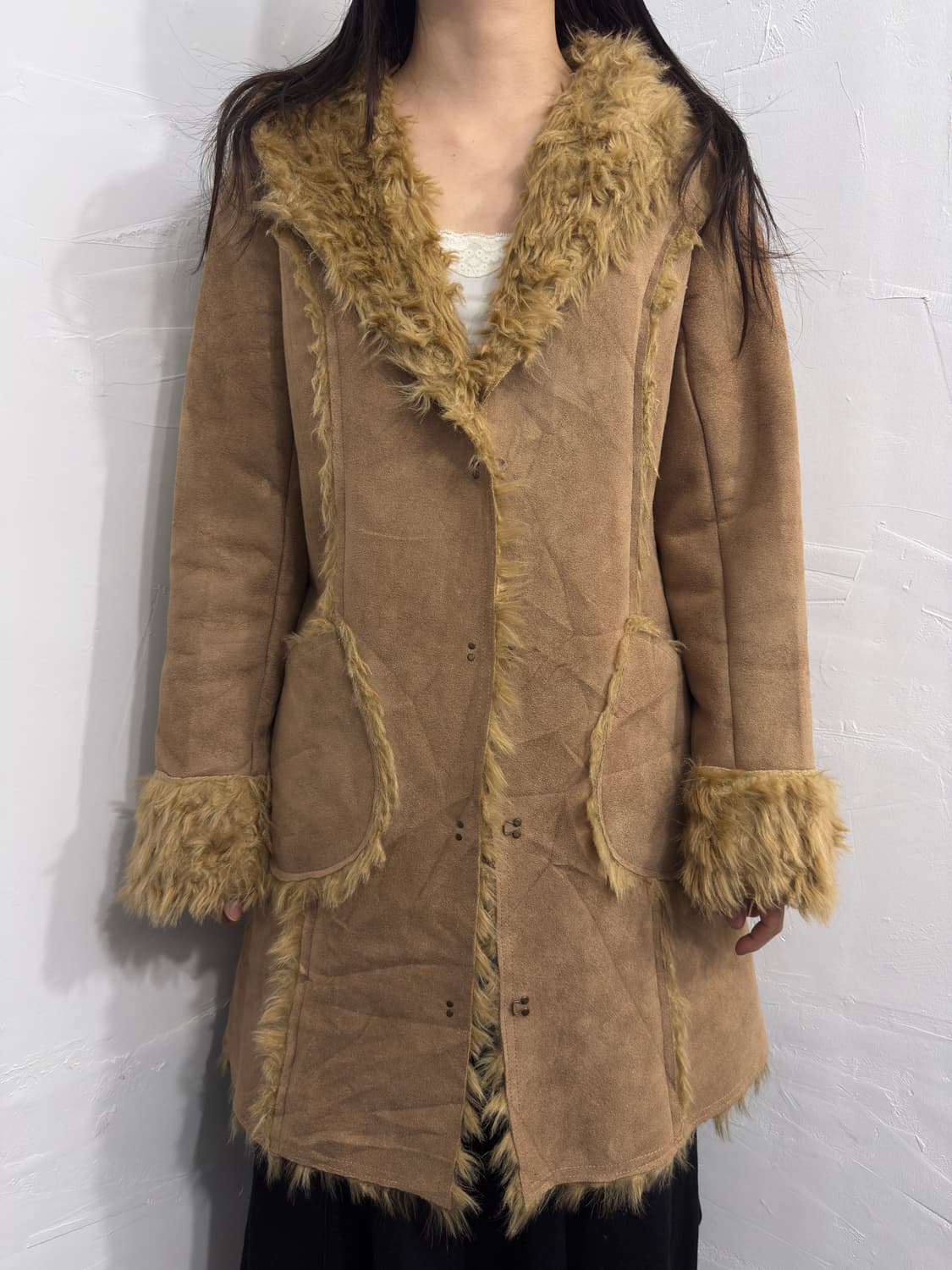 royal party fur detail suede hood coat 상품이미지4