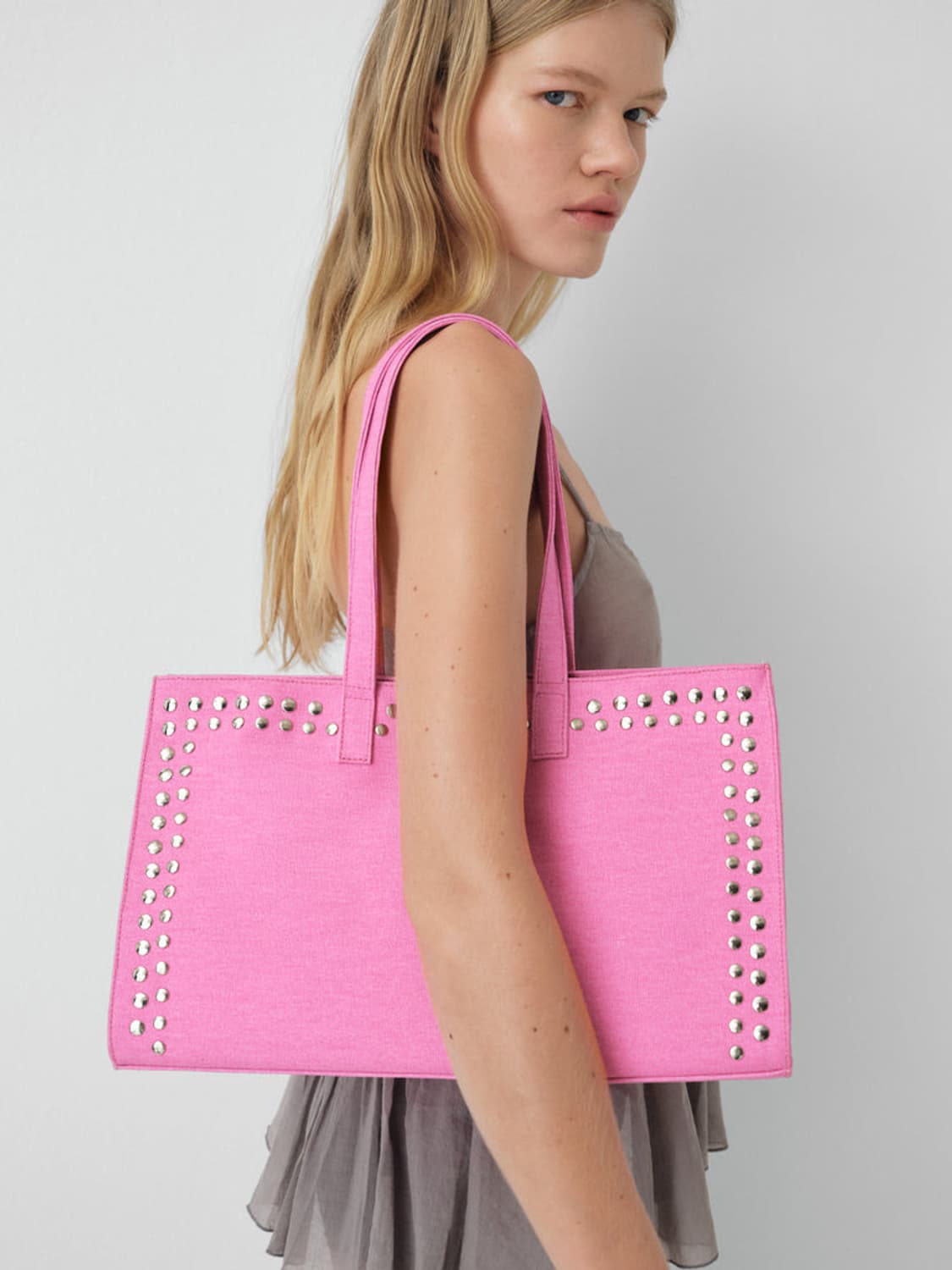 기마구아스 Midi Shopper 스터드 미디 쇼퍼백/핑크 상품이미지2