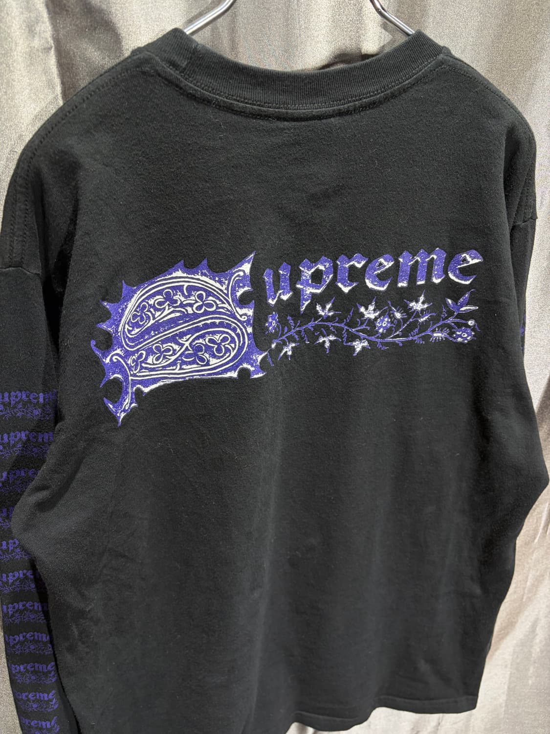 M 슈프림 스펠링 빅로고 퍼플 프린팅 롱슬리브 상품이미지5